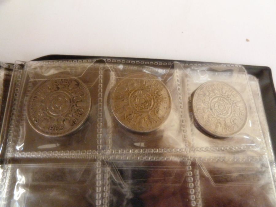 Folders of coins (five) comprising of silver (pre 47) half coins (34) nickel (five), florins (pre - Image 24 of 49