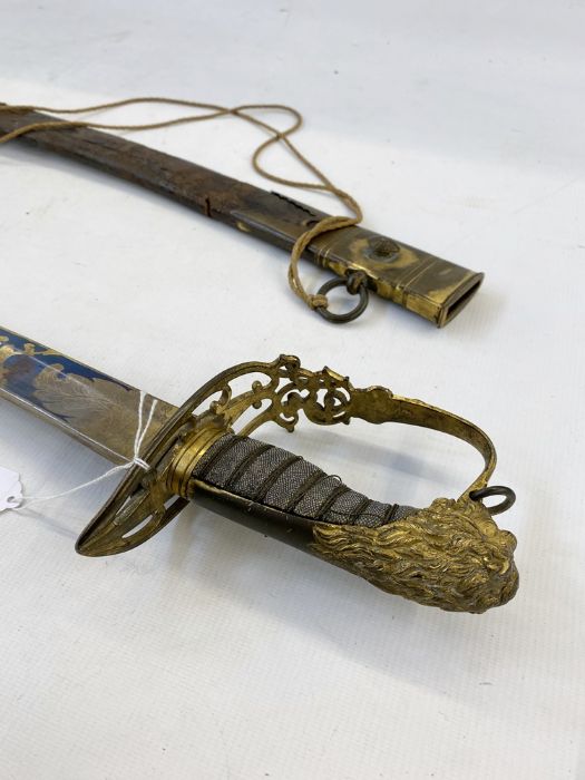 1803 pattern officer's sabre with ornate gilt engraved blued blade, pierced brass hand guard and - Image 15 of 26