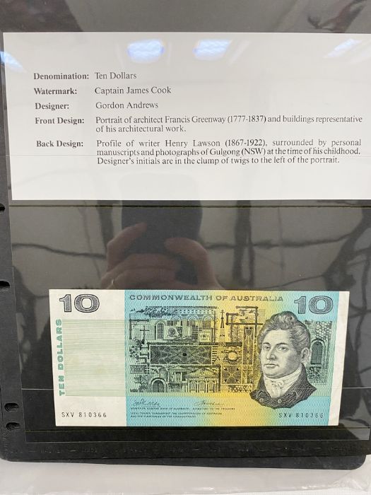 Folder of banknotes, eight world notes from Australia, seven Britain Armed Forces from £5 to 5p, two - Image 22 of 22