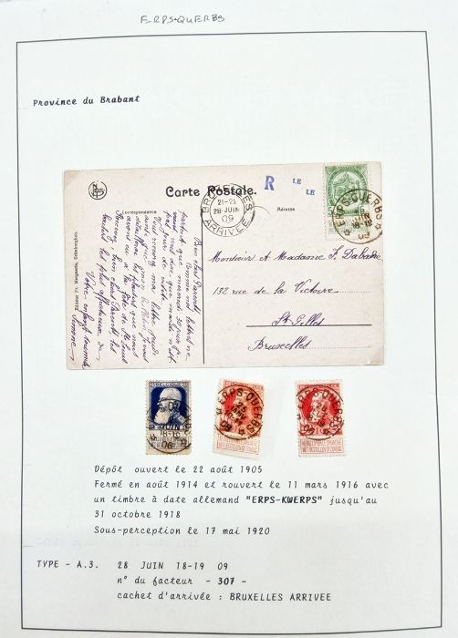 Provincial postmarks of Brabant in black 130+ page ring binder including registered, railway, - Image 5 of 14