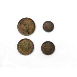 Cased set of four Maundy coins 1891 in 1899 case