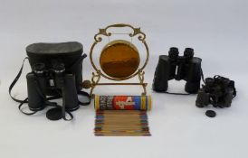 Pair of Carl Weitzler Regent binoculars 10cm x50cm, table gong, 'Pik-a-Styk' and two other pairs