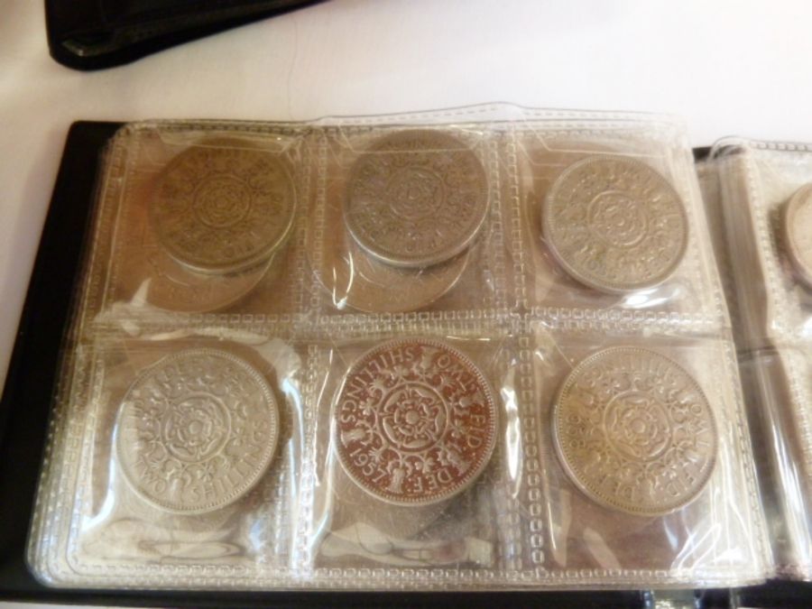 Folders of coins (five) comprising of silver (pre 47) half coins (34) nickel (five), florins (pre - Image 22 of 49