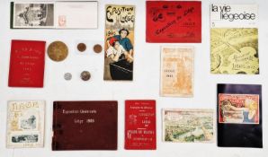 Belgium: 1905 Liege World Fair collectables in plastic case – four medals, scarce button-hole ‘Jury’