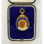 9ct gold enamelled metal medal fob, SS Long Service, 9.5g approx.