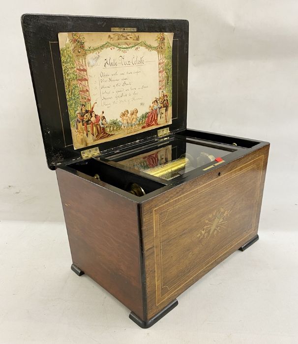 Late 19th century Swiss 'Flute Voix Celeste' music box/organ playing six hymns, the cylinder 15. - Image 7 of 12