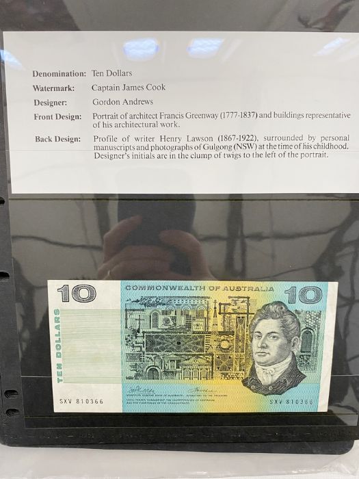 Folder of banknotes, eight world notes from Australia, seven Britain Armed Forces from £5 to 5p, two - Image 12 of 22