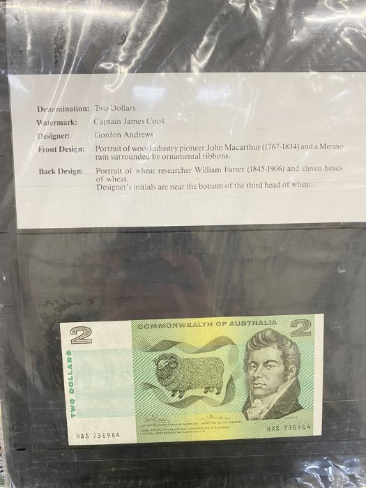 Folder of banknotes, eight world notes from Australia, seven Britain Armed Forces from £5 to 5p, two - Image 11 of 22