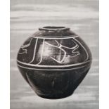 After Bernard Leach (1887-1979) Lithographic print  'Black Jar' printed at the Curwen Studios 1974