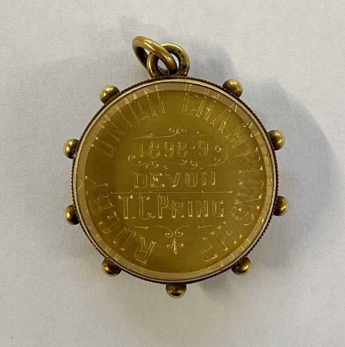 *WITHDRAWN* Victorian rugby medallion in 15ct gold pendant mount 'Rugby Union Championship 1898-99 - Image 2 of 4