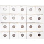 Collection of silver 3d containing 82 coins, majority Victorian, some '20', pre 47, various grades