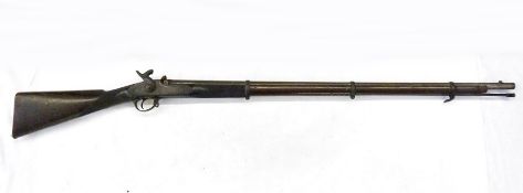 19th century L.A. & Co. Enfield percussion cap rifle, dated 1862, with walnut stock, brass butt