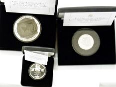 Three cased silver proof coins, Princess Charlotte of Cambridge commemorative, longest reigning