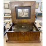 Late 19th century German Schutz Marke table-top polyphon in floral inlaid figured walnut table-top