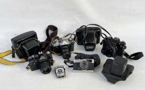 Zenit EM camera, cased, a Contax 139 quartz camera with Yashica lens, a Canon Pellix camera, no.