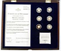 Box set of six landmark icons of a nation, each coin stuck to 14ct gold and weighing 0.5g