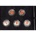 Silver proof coin set (five), 50p to commemorate the Royal Britain Legion centenary, all 50p