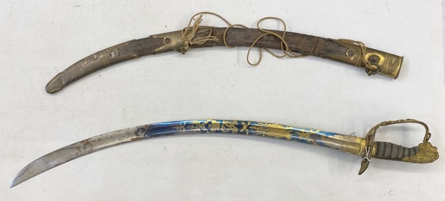 1803 pattern officer's sabre with ornate gilt engraved blued blade, pierced brass hand guard and - Image 26 of 26