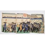 Utagawa Yoshifuji 1867  'Parade of the Emperor's Troops', ink and colour on paper, in three