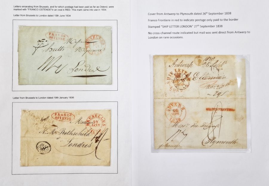 Belgium: cross-channel mail and postal history collection 1731 to 1946, in black folder, 70+ - Image 11 of 16