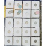 Folder of UK coins including 60 sixpences from Victoria to Elizabeth II, various grades, some