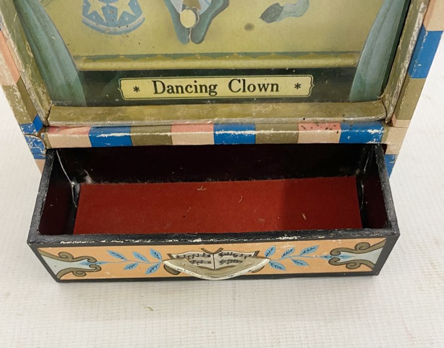 1970's wind-up music box playing 'Send in the Clown' with dancing clown figure, paper covered - Image 4 of 5