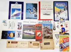 Belgium, boxed collection of Ostend-Dover postcards, souvenirs and ephemera in three plastic cases