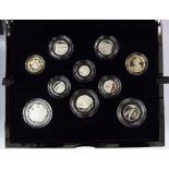 2022 silver proof celebration coin set consisting of 10 coins in Royal Mint box, certificates, all