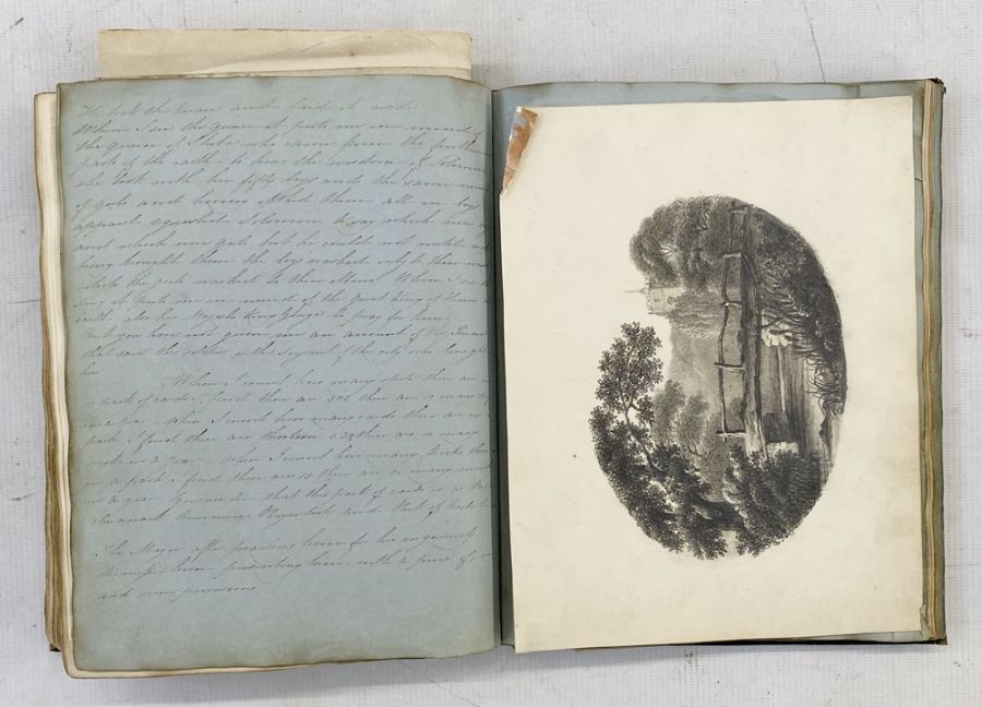 Early 19th century leatherbound journal, containing various anecdotes, letters, paintings and - Image 5 of 14