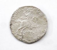 Dutch silver right/knight on horseback right, holds swords upright, crowned arms of Holland below,
