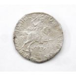 Dutch silver right/knight on horseback right, holds swords upright, crowned arms of Holland below,