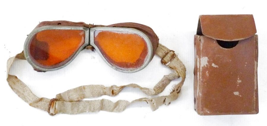 Pair of vintage aviation motoring goggles