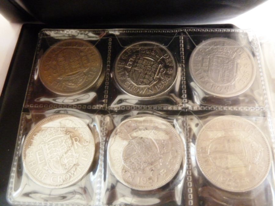 Folders of coins (five) comprising of silver (pre 47) half coins (34) nickel (five), florins (pre - Image 19 of 49