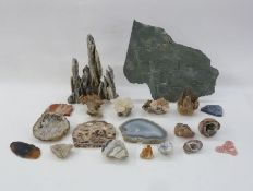 Various agates, onyx, minor crystals (3 boxes)