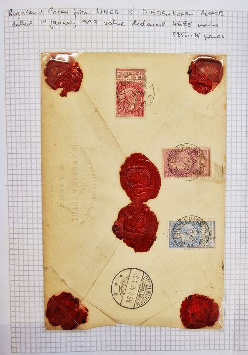 Belgium: Liege - related stamps and postal history 1860's in three red 'Simplex' albums. Various - Image 11 of 20