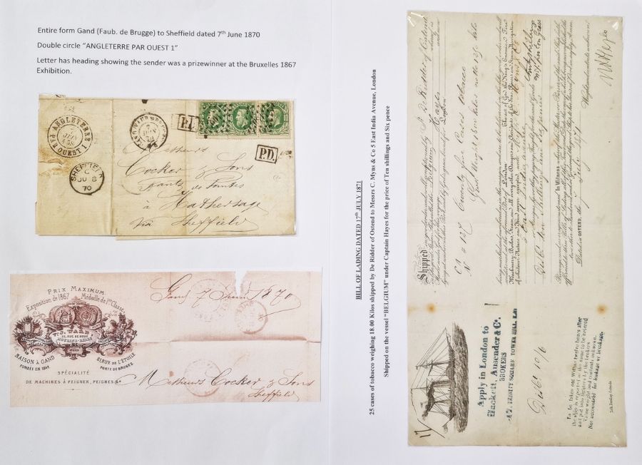 Belgium: cross-channel mail and postal history collection 1731 to 1946, in black folder, 70+ - Image 13 of 16