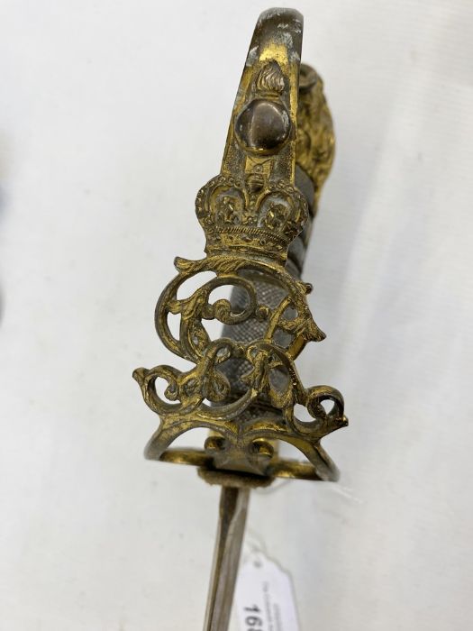1803 pattern officer's sabre with ornate gilt engraved blued blade, pierced brass hand guard and - Image 20 of 26