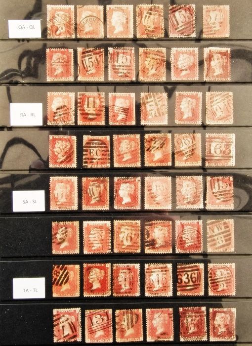 GB QV 1d red (line engraved) 1864-79 issues in complete plate position collection AA-TL, 240 used - Image 5 of 5