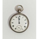 Silver open-faced pocket watch (makers worn), with subsidiary dial