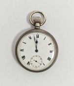 Silver open-faced pocket watch (makers worn), with subsidiary dial