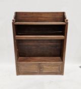 Oak bookcase with three shelves and cupboard below, 119cm x 91cm x 27cm deep