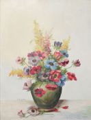 Lucien Le Bois (20th century) Oil on board Still life of flowers in a vase, signed, 62.5cm x 47cm
