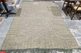 Jute herringbone 'Green' rug, hand-made in India from 100% jute for Dunelm, 290cm x 200cm