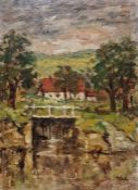 Ronald Thexton  Oil on board "Kennet Mill, Poole", signed lower right, unframed, bears Royal Academy