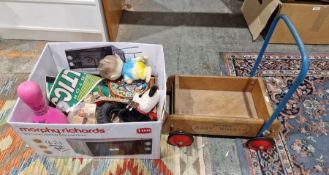 Small quantity of vintage children's toys to include, Tri-ang Baby Walker, Twister skittle, Fix