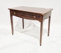 Late 19th/early 20th century mahogany and satinwood banded side table with frieze drawer, on