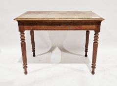 20th century oak side table with frieze drawer, on turned supports, 73cm high x 100cm wide x 59cm
