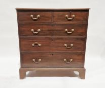 Early 20th century mahogany chest of two short and three long graduated drawers, on bracket feet,