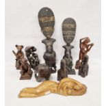 African carved wooden figures and models and other treen items
