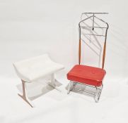 Mid 20th century 'Relax' clothes hanger with integrated red upholstered stool and a mid 20th century